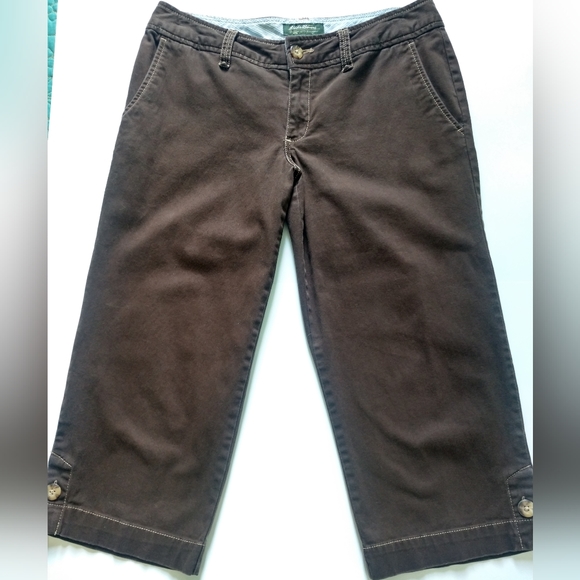Eddie Bauer Chocolate Brown Capris Size 8 - Picture 1 of 7